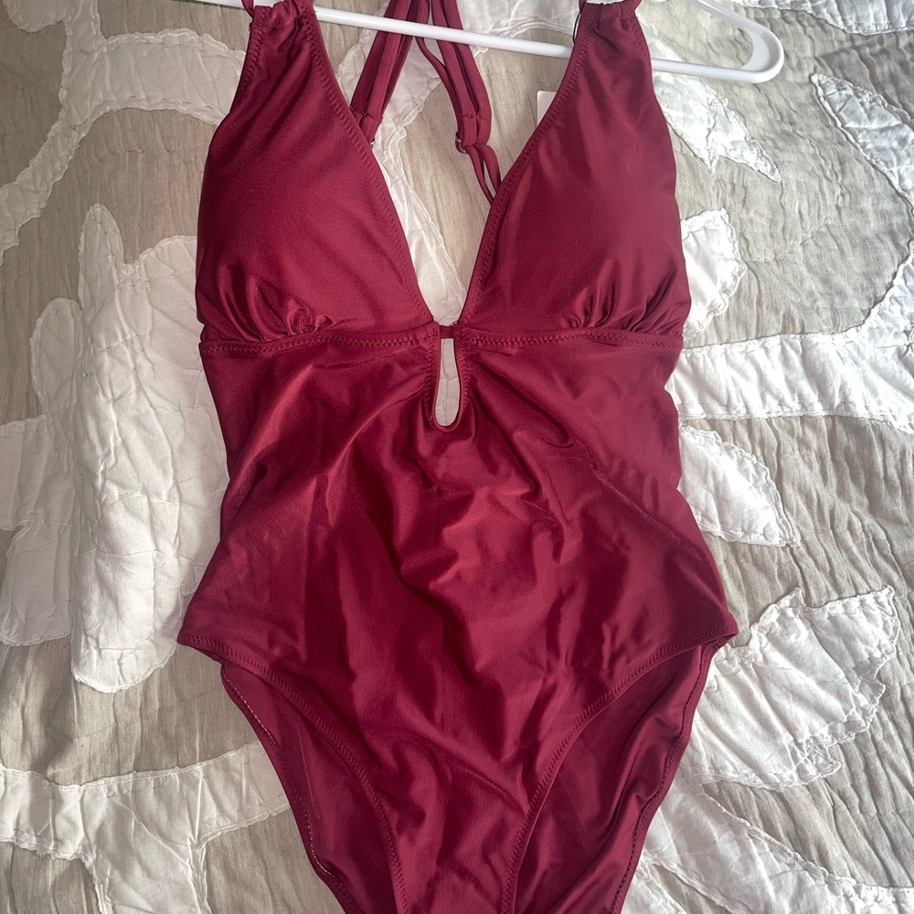 Elegant Burgundy Women's One Piece Swimsuit